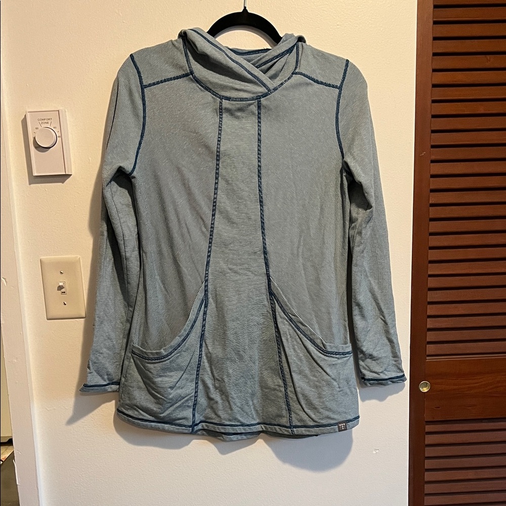 Title Nine Striped Blue Tunic Hoodie